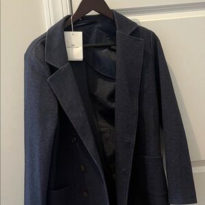 New with tags - John Henric Navy Double-Breasted Knit Blazer - Rare